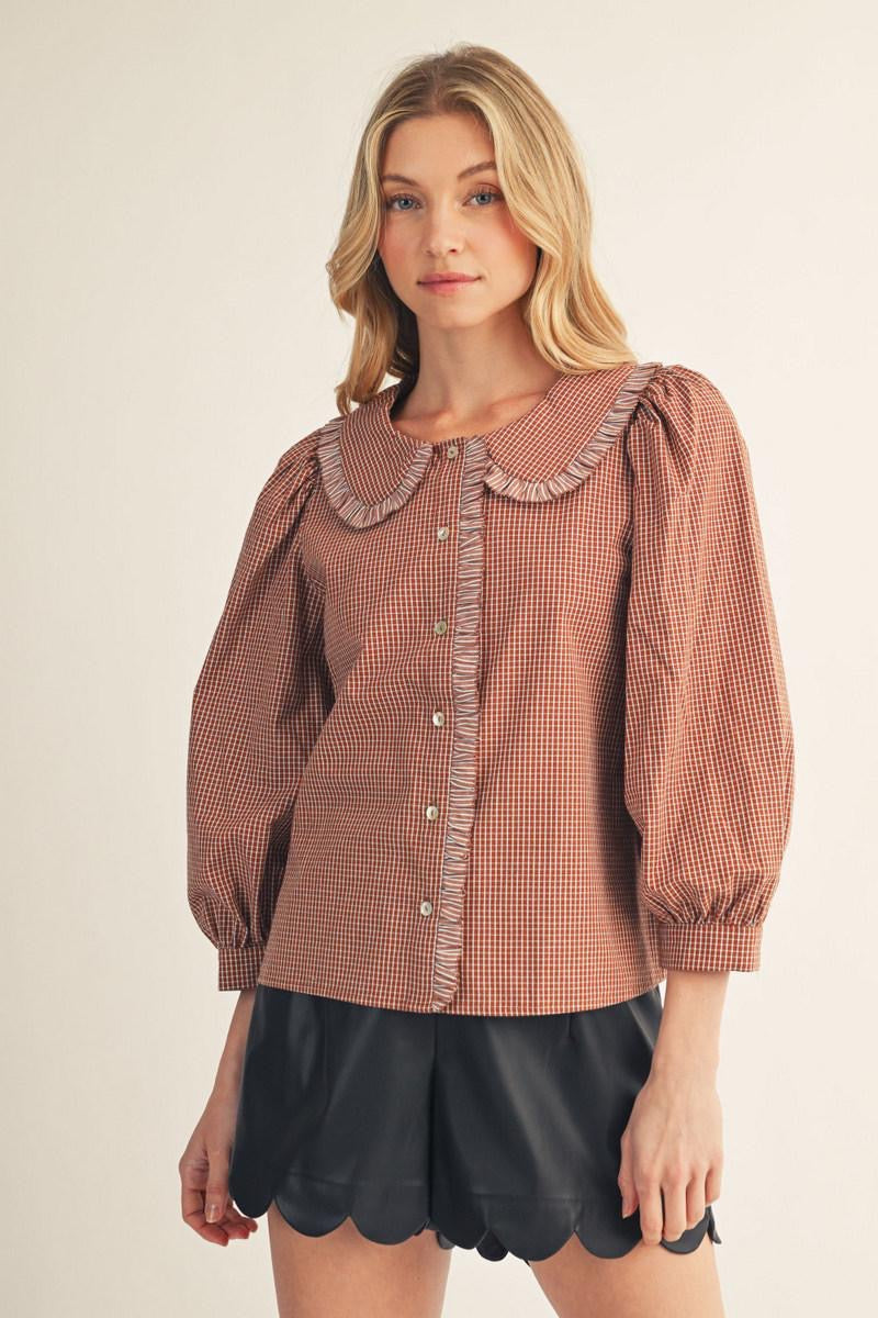 Sangria Belle Gingham Peter Pan Blouse