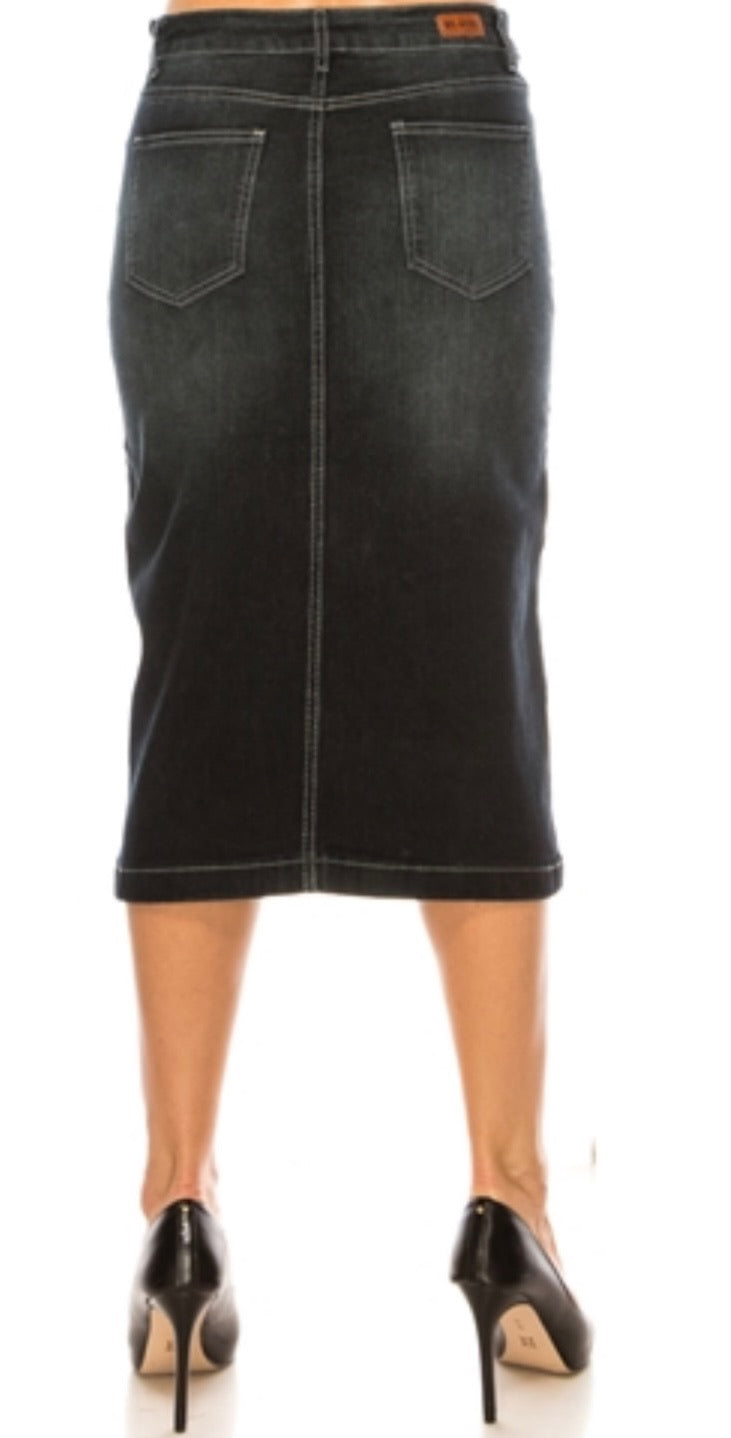 Smokey black denim skirt