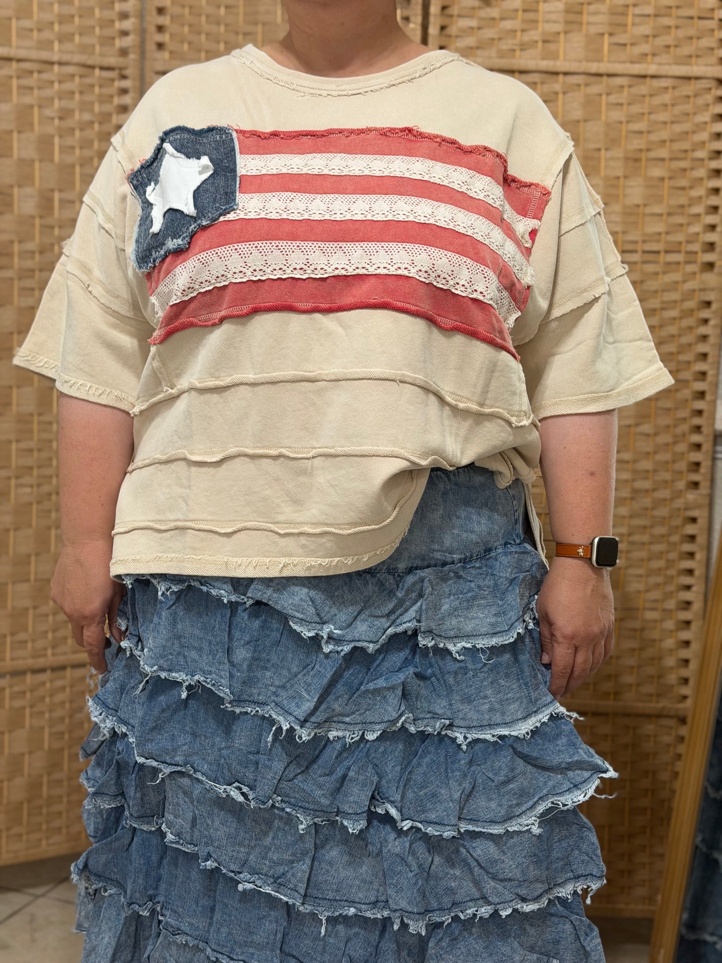 Ruffle mineral denim Skirts