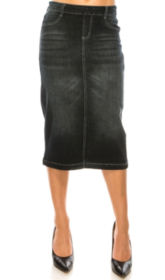 Smokey black denim skirt