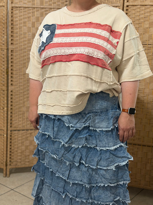 Ruffle mineral denim Skirts