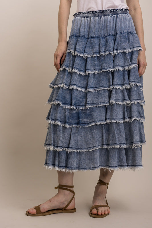 Ruffle mineral denim Skirts