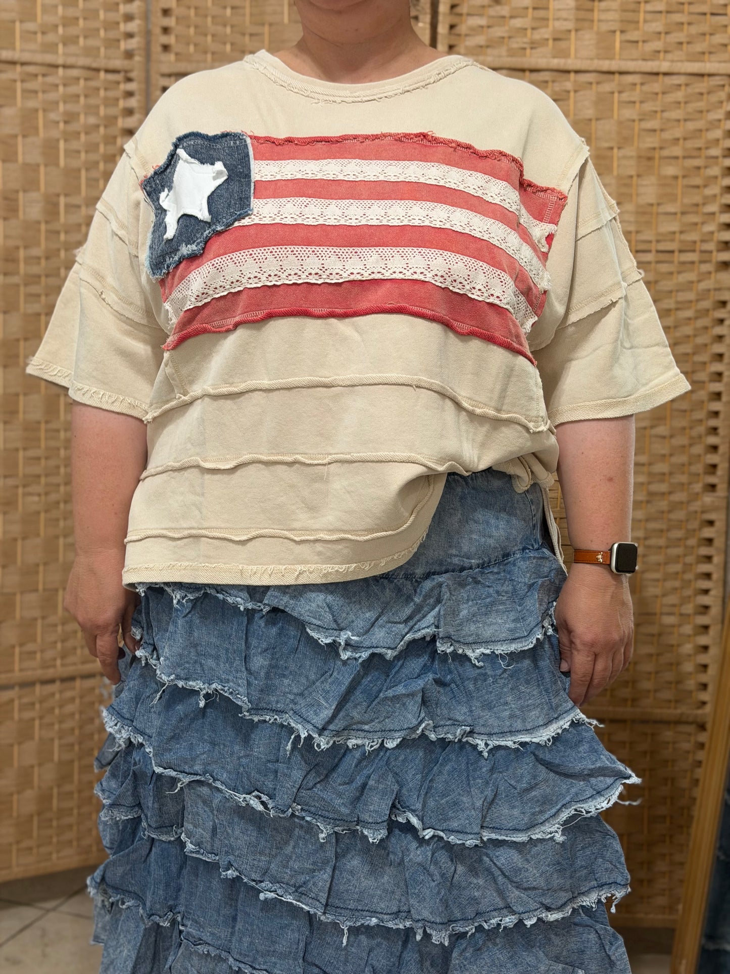 Ruffle mineral denim Skirts