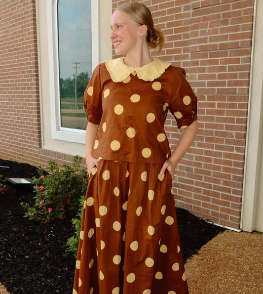 Autumn Latte polka dot set