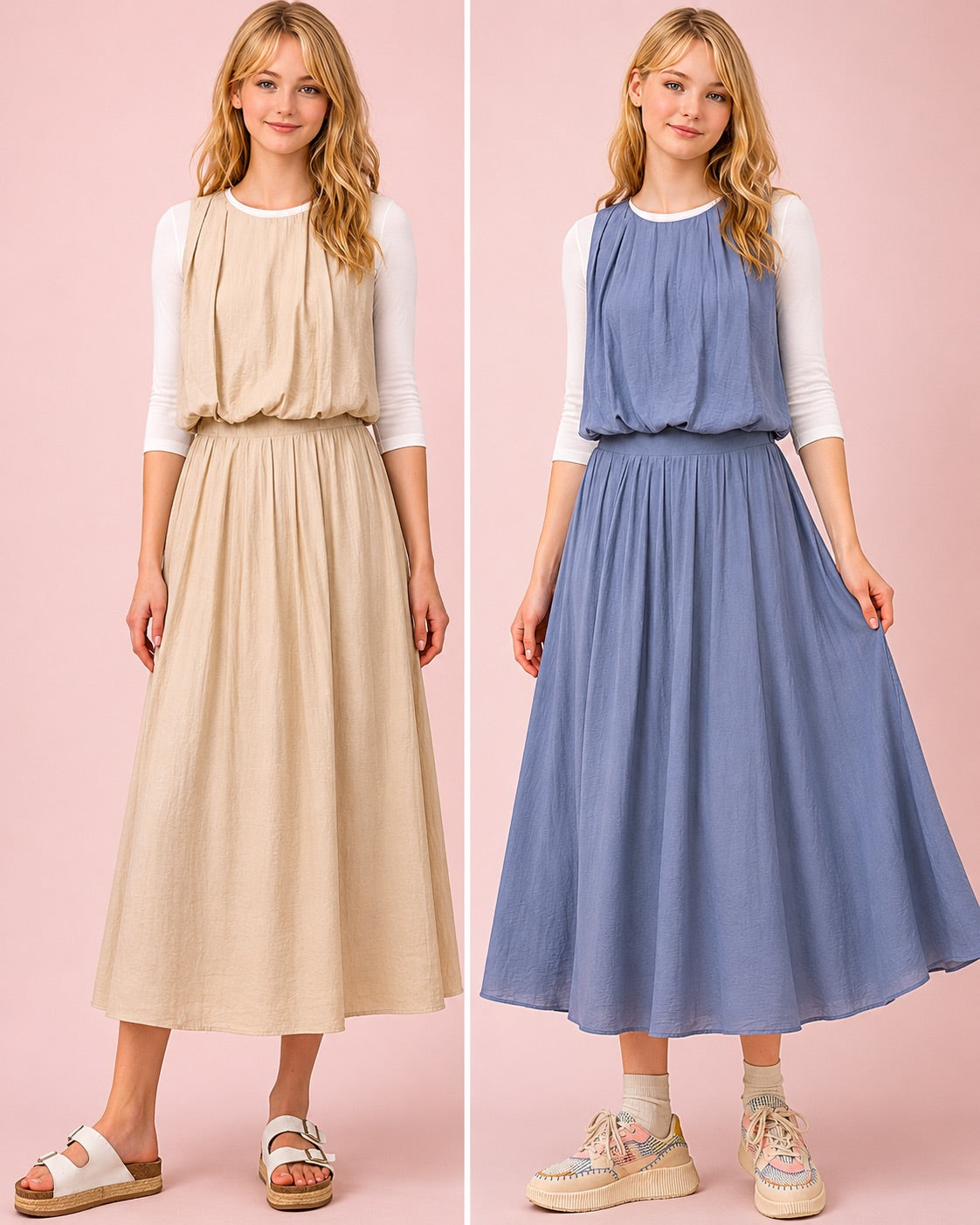 The Boho Essential Dusty Blue or cream Skirt Set
